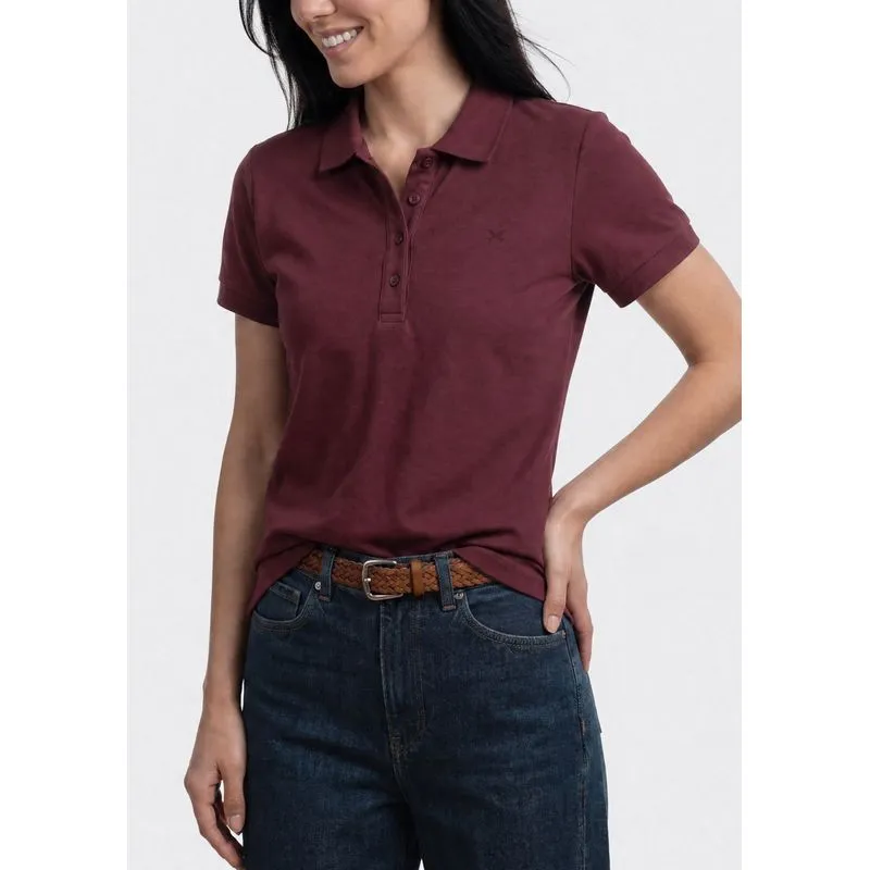 Polo Feminina Bordada Em Malha Piquet - Vinho P