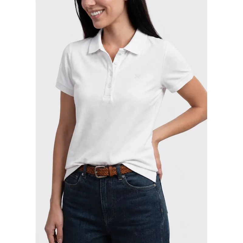 Polo Feminina Bordada Em Malha Piquet - Off white G