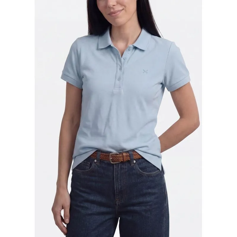 Polo Feminina Bordada Em Malha Piquet - Azul P