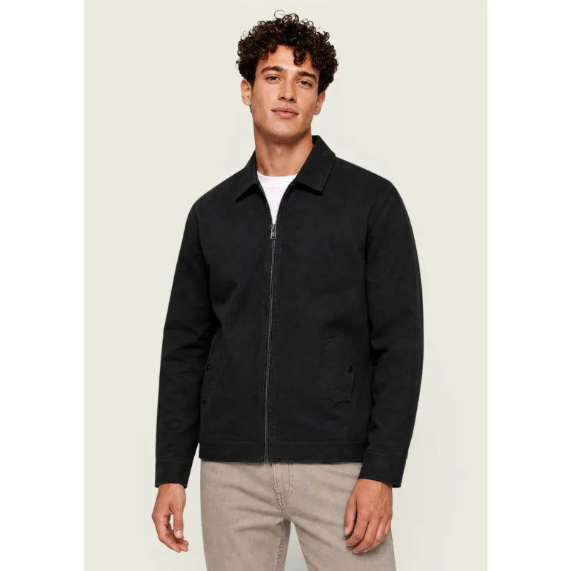 Jaqueta Masculina Harrington Em Malha Sarjada - Preto G