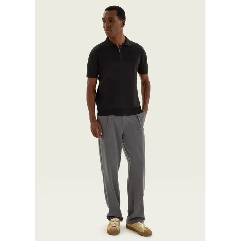Polo Masculina Manga Curta Em Tricô - Preto XXG