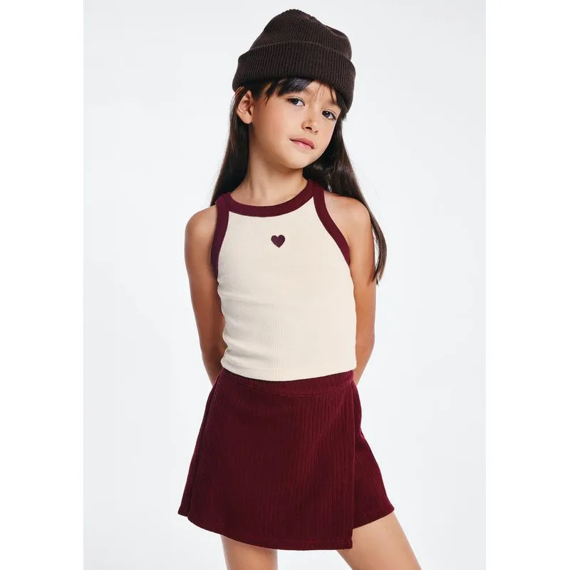 Conjunto Infantil Menina Curto Em Ribana - Vinho 012