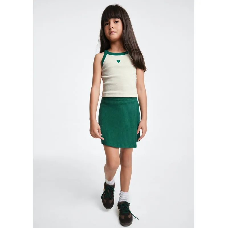 Conjunto Infantil Menina Curto Em Ribana - Verde 010