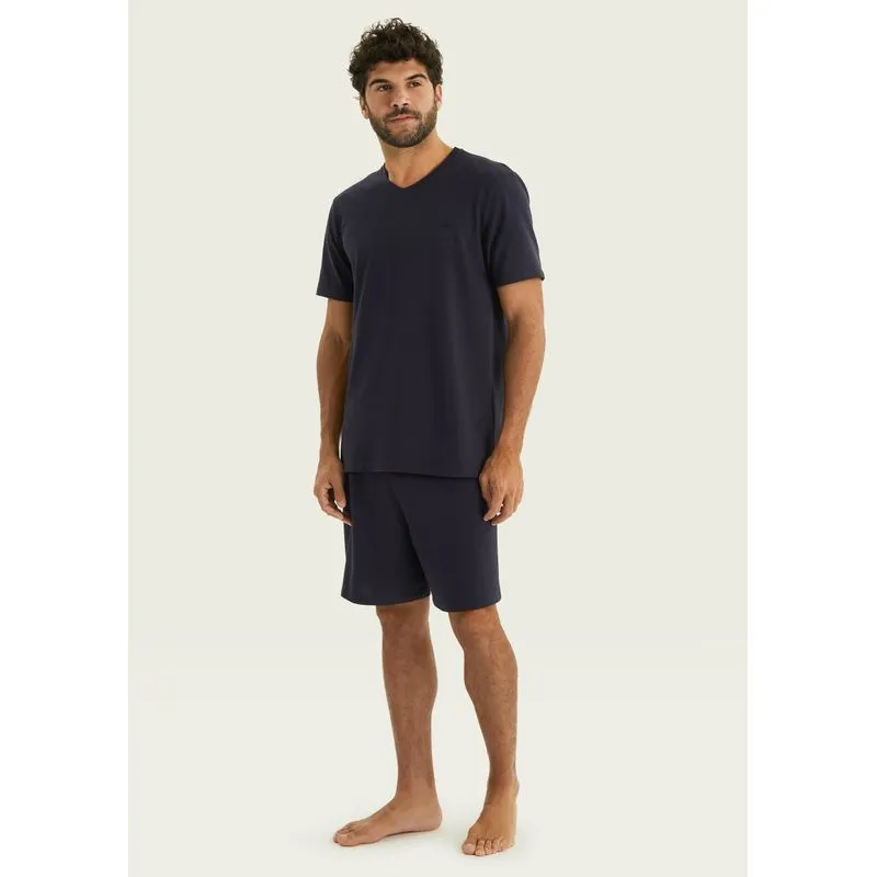 Pijama Curto Masculino Em Piquet Premium - Azul XG