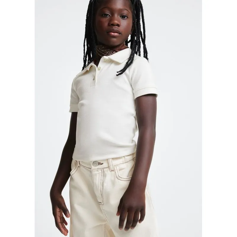 Polo Infantil Menina Em Ribana - Off white 006