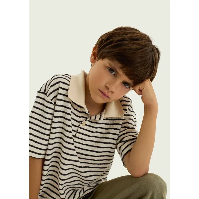 Polo Infantil Menino Em Malha Piquet - Creme 004