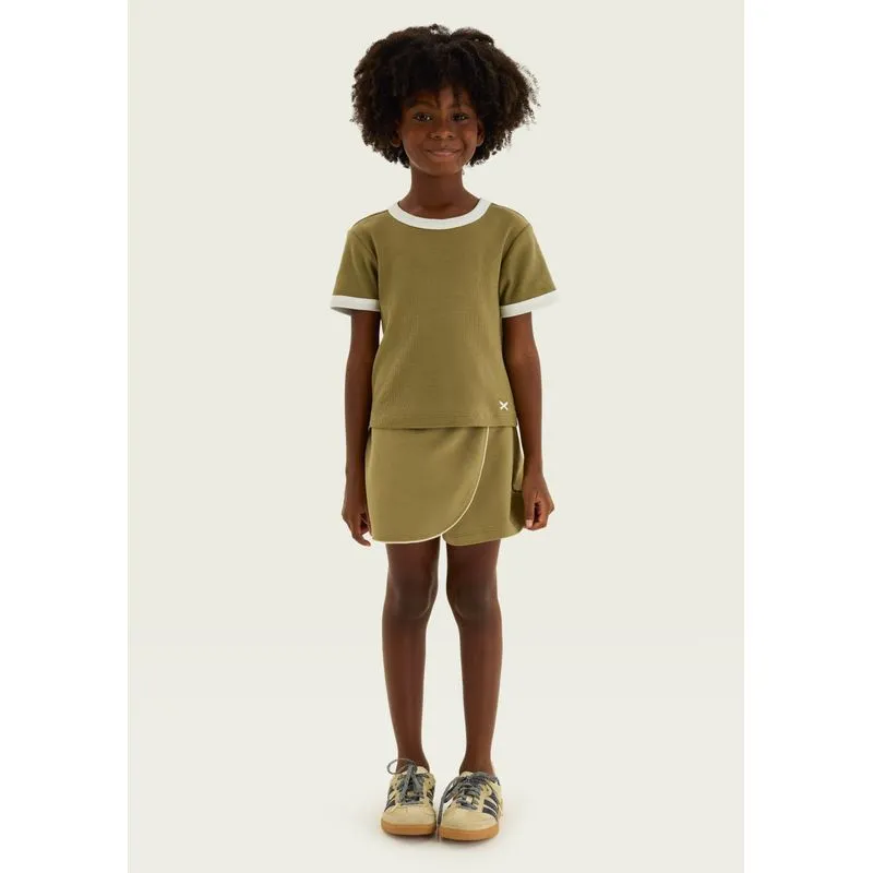 Shorts Saia Infantil Com Sobreposição - Verde 016