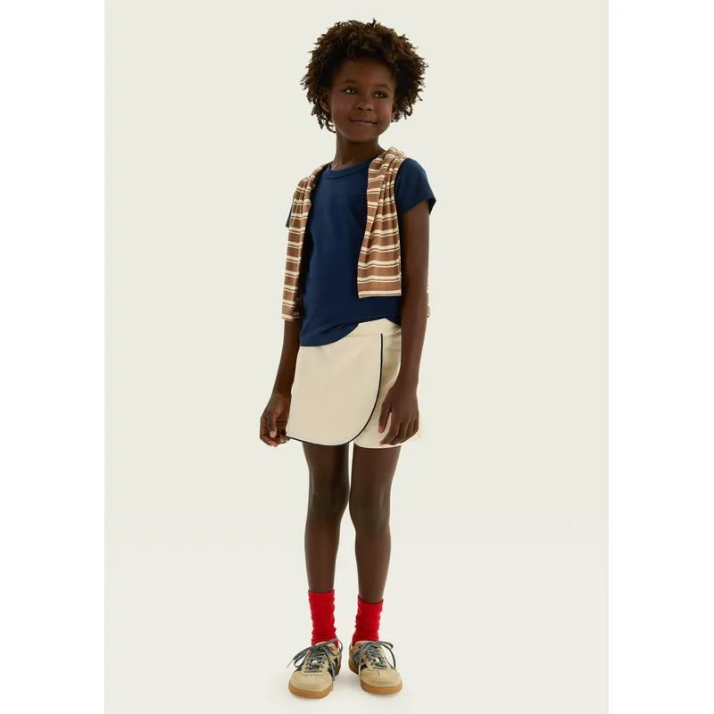 Shorts Saia Infantil Com Sobreposição - Creme 014