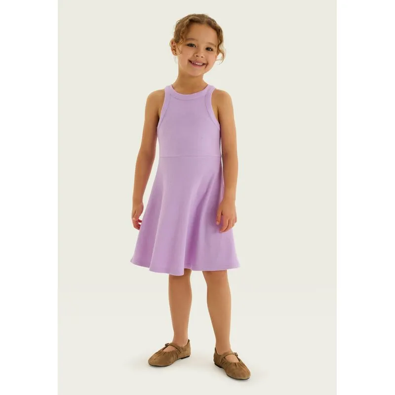 Vestido Infantil Curto Canelado - Lilás 010