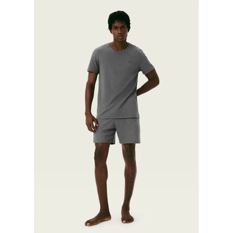Pijama Curto Masculino Com Bordado - Cinza XG