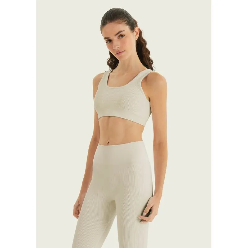 Top Esportivo Canelado Sem Costura - Off white XG