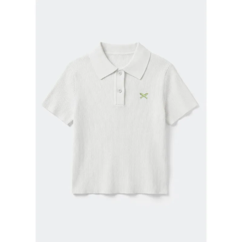 Polo Infantil Menina Manga Curta Em Tricô Leve - Off white 016
