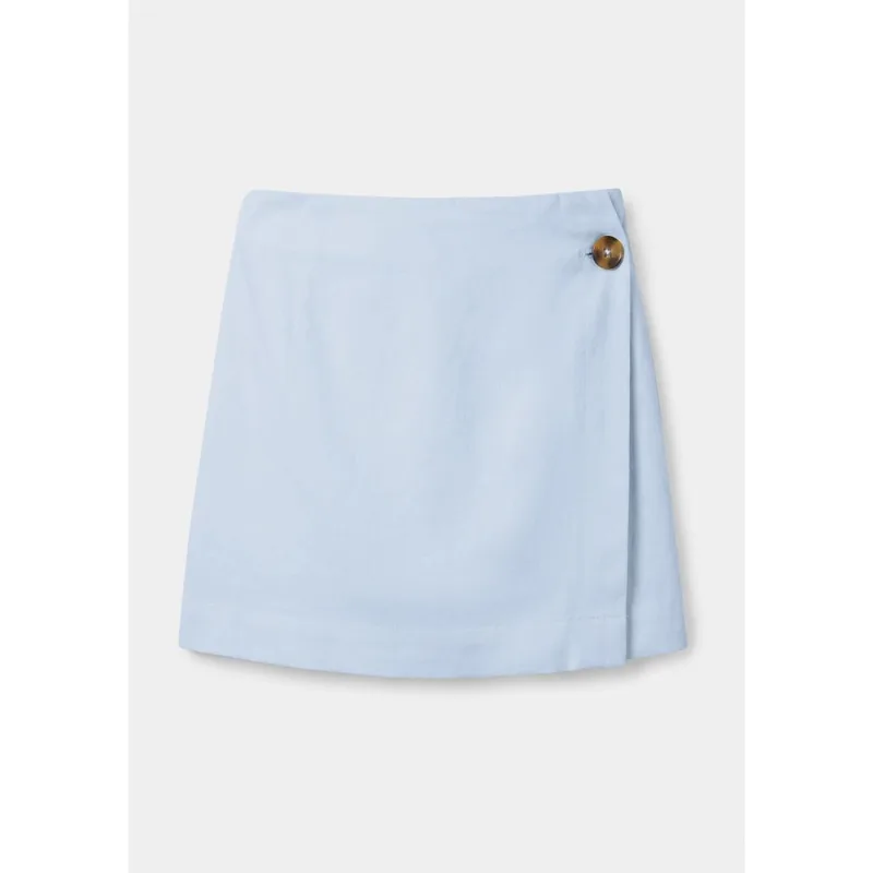 Shorts Saia Infantil Curto Em Viscolinho - Azul 008
