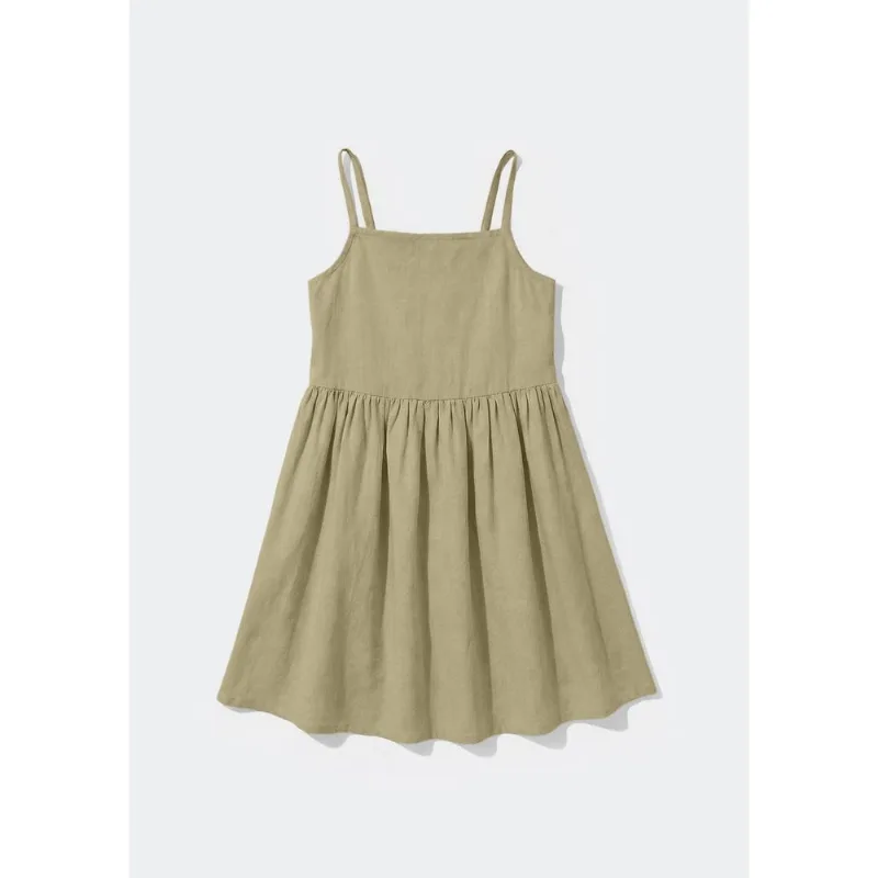 Vestido Infantil Alças Finas Em Viscolinho - Verde 008
