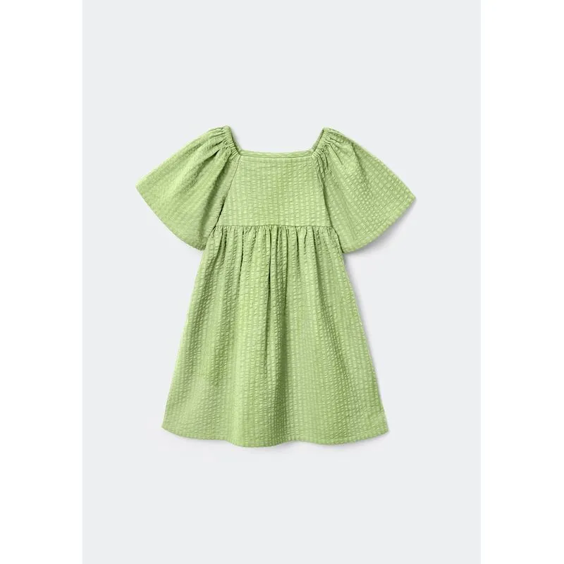 Vestido Infantil Manga Curta Texturizado - Verde 006