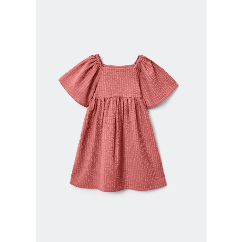 Vestido Infantil Manga Curta Texturizado - Vermelho 016
