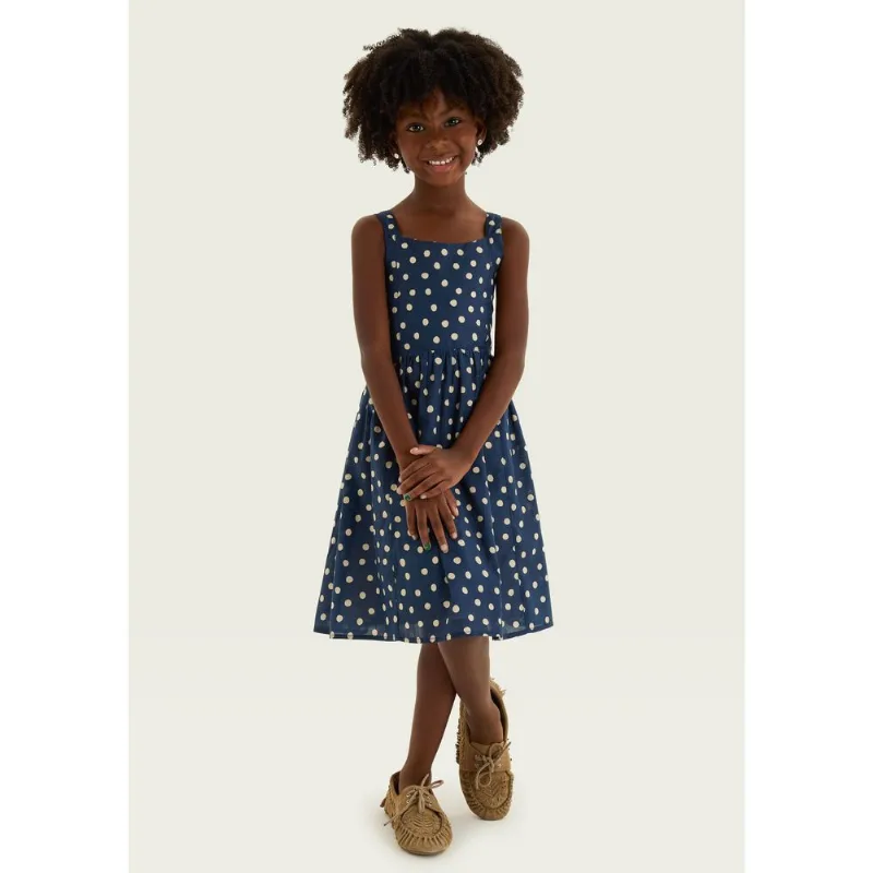 Vestido Infantil Alças Finas Estampado - Azul 012