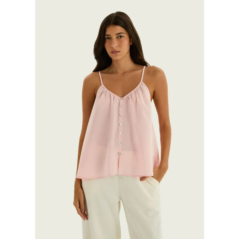 Regata Feminina Alças Finas Ampla - Rosa P