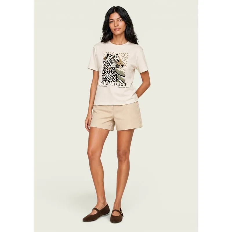 Shorts Feminino Reto Em Viscolinho - Bege 044