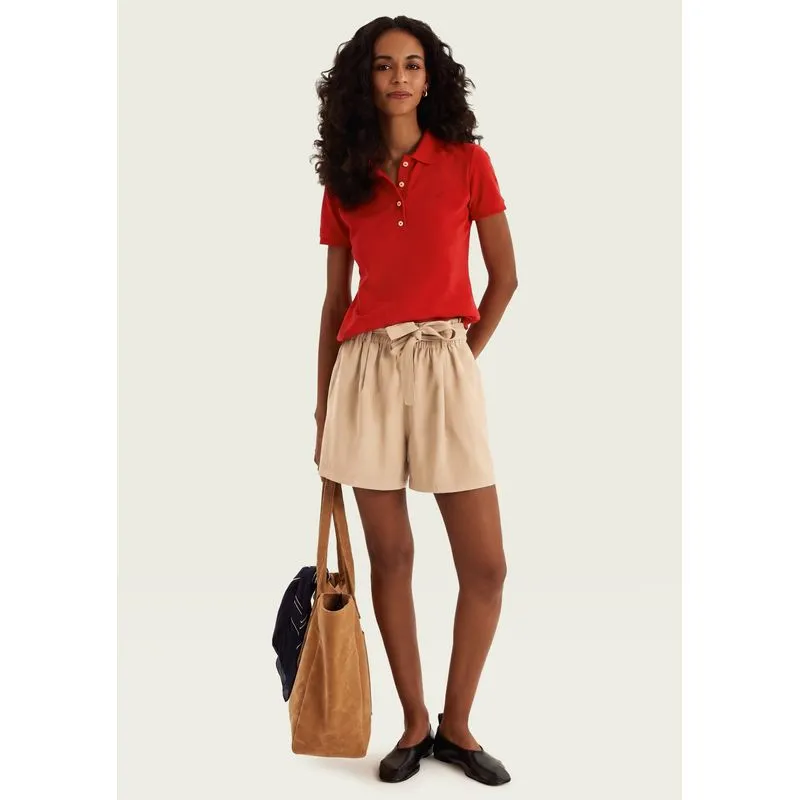 Shorts Feminino Reto Com Amarração - Bege XG