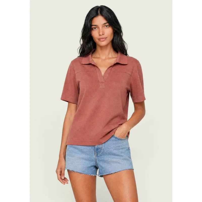 Polo Feminina Manga Curta Oversized Em Viscolinho - Rosa M