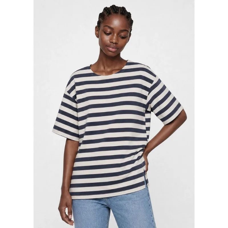 Blusa Feminina Em Malha Listrada - Azul XG