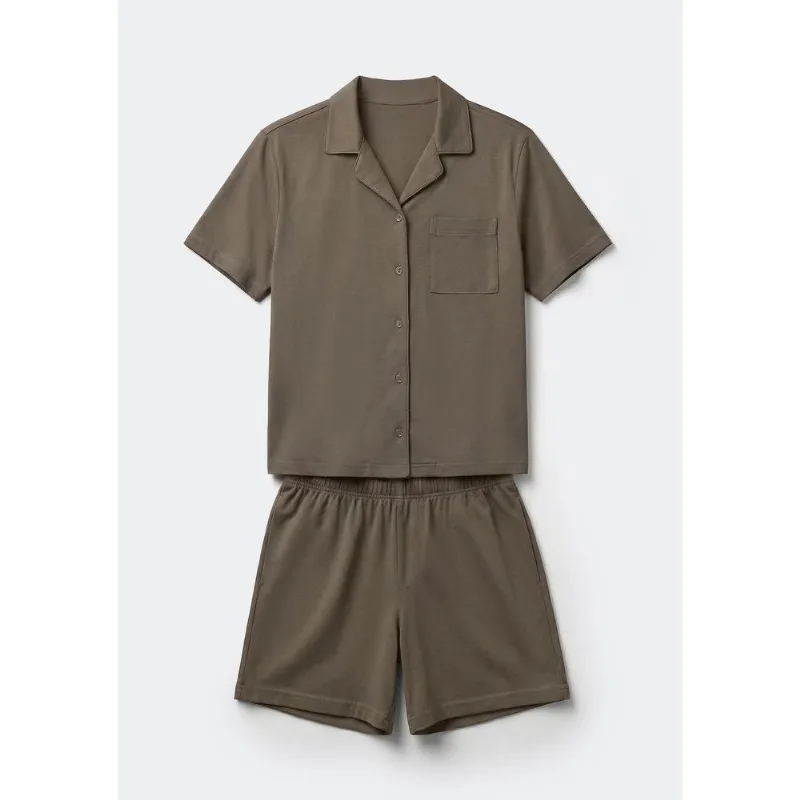 Pijama Curto Masculino Americano - Marrom G