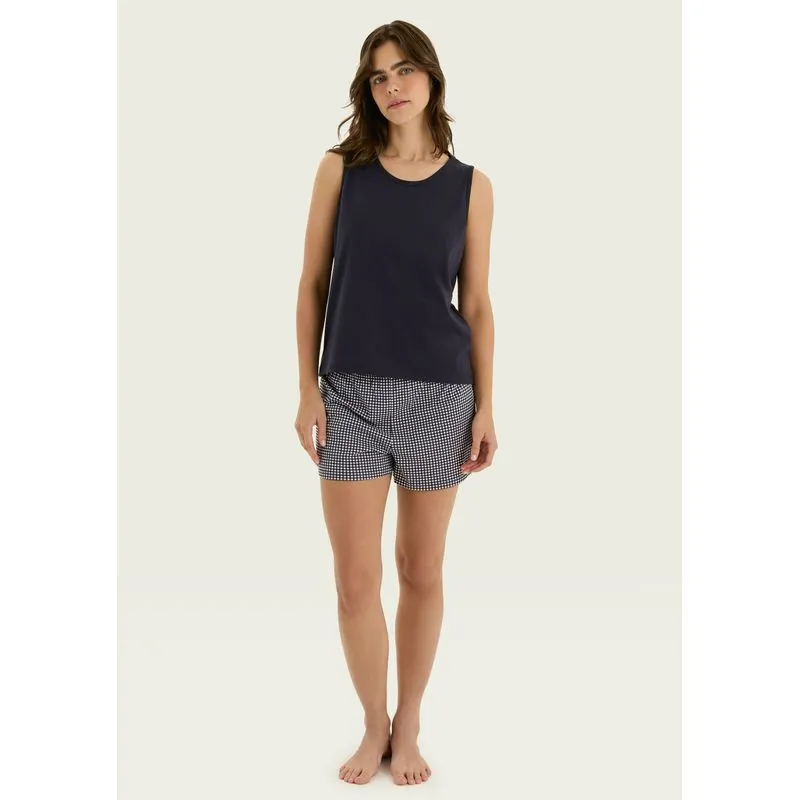 Pijama Curto Feminino Estampado Sênior - Azul P