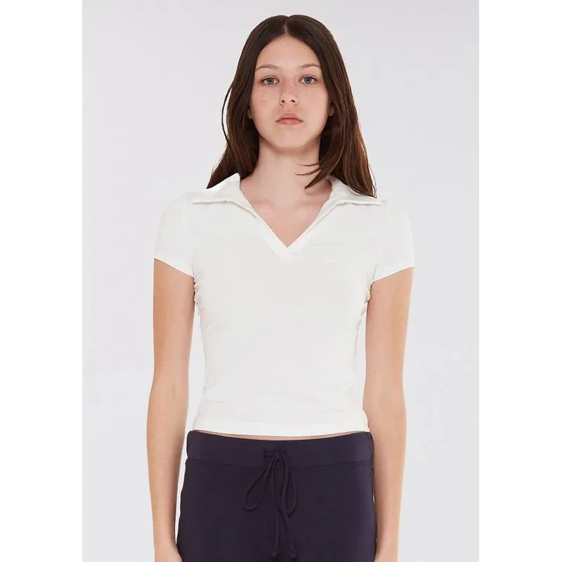 Polo Teen Manga Curta Com Bordado - Off white XP