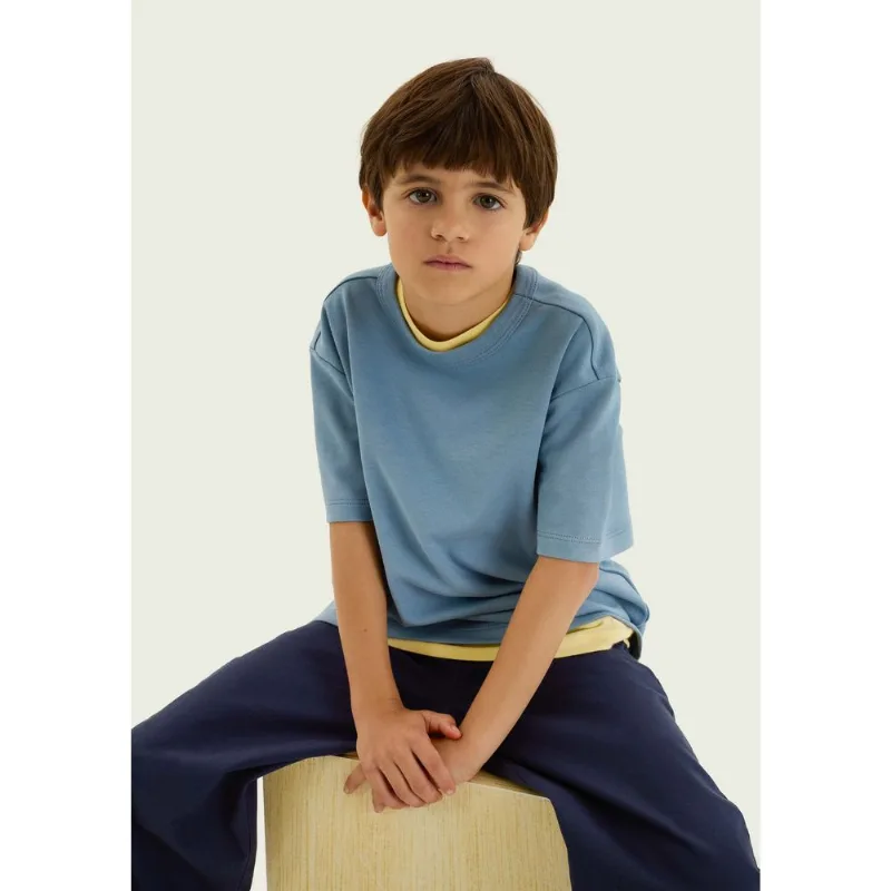 Camiseta Infantil Menino Em Malha Interlock - Azul 012