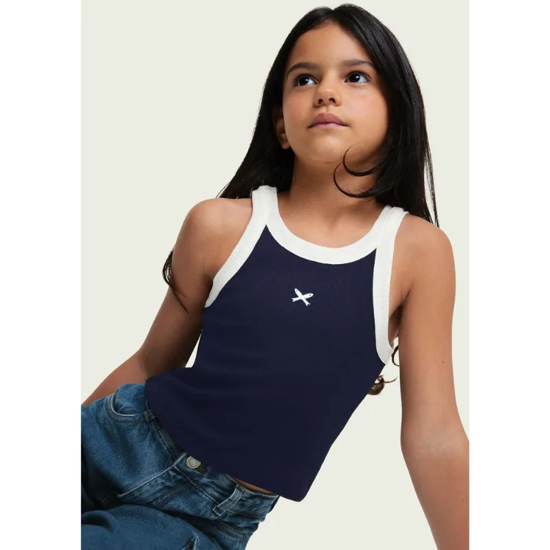 Regata Cropped Infantil Menina Em Ribana - Azul 012