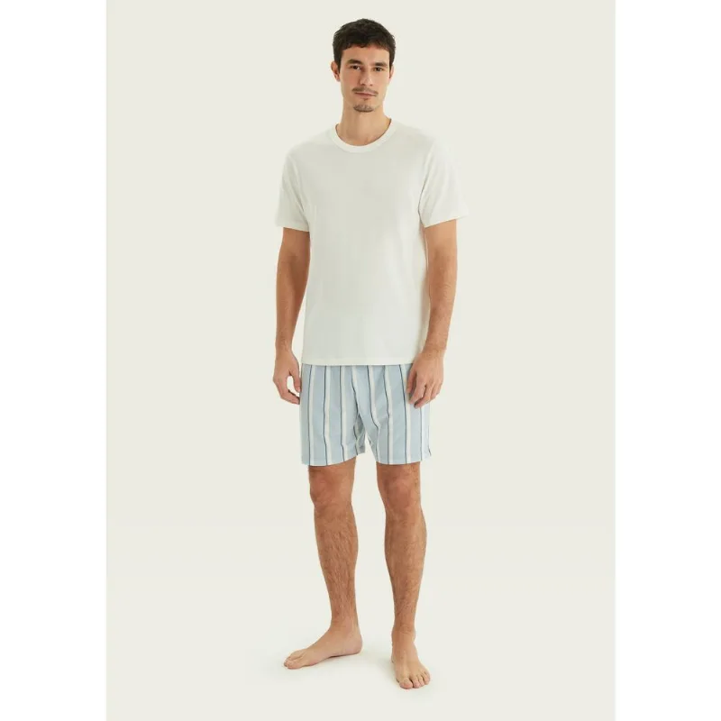 Pijama Curto Masculino Estampado + Saquinho Presenteável - Off white P
