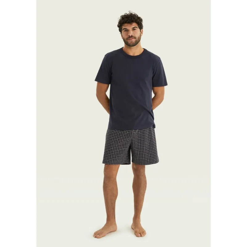 Pijama Curto Masculino Estampado + Saquinho Presenteável - Azul XXG