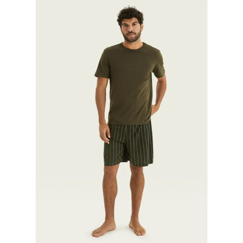 Pijama Curto Masculino Estampado + Saquinho Presenteável - Verde M