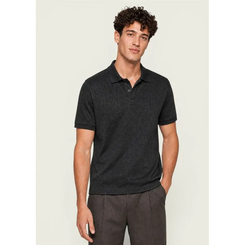 Polo Masculina Manga Curta Espinha De Peixe - Preto XXG