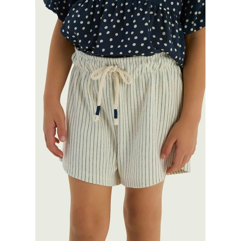 Shorts Infantil Menina Listrado - Off white 004