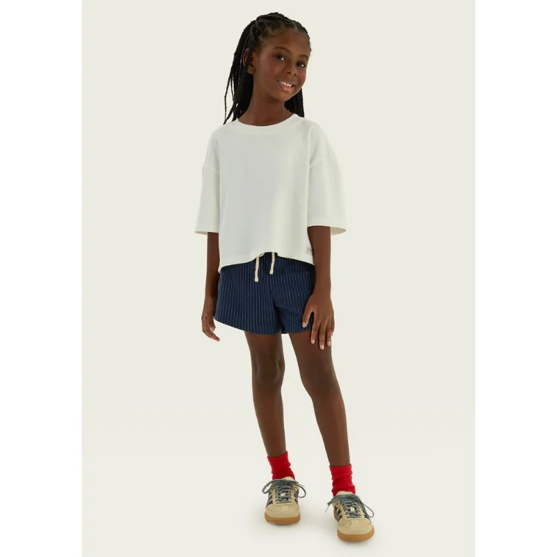 Shorts Infantil Menina Listrado - Azul 008
