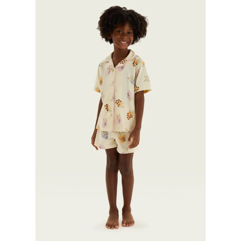 Pijama Infantil Menina Americano com Estampa - Creme 008