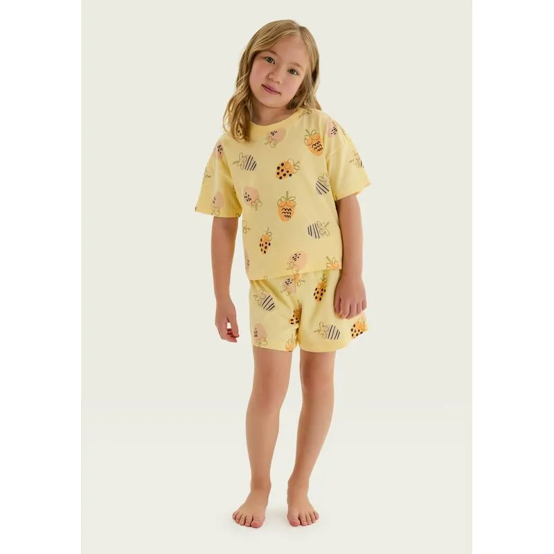 Pijama Infantil Menina Box Estampado - Amarelo 010