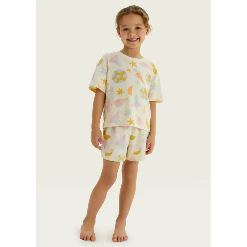 Pijama Infantil Menina Box Estampado - Creme 006