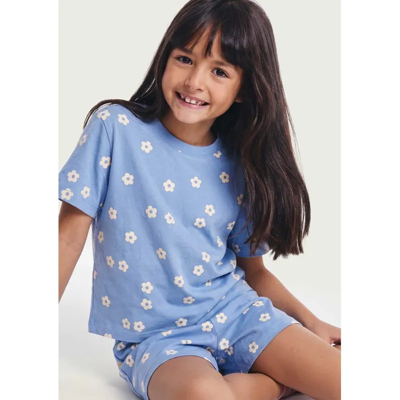 Pijama Infantil Menina Box Estampado - Azul 014