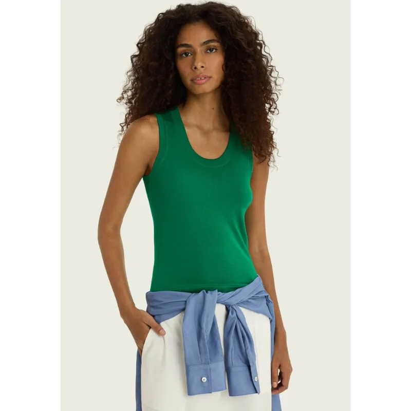 Regata Feminina Slim Decote U Em Tricô De Viscose - Verde P