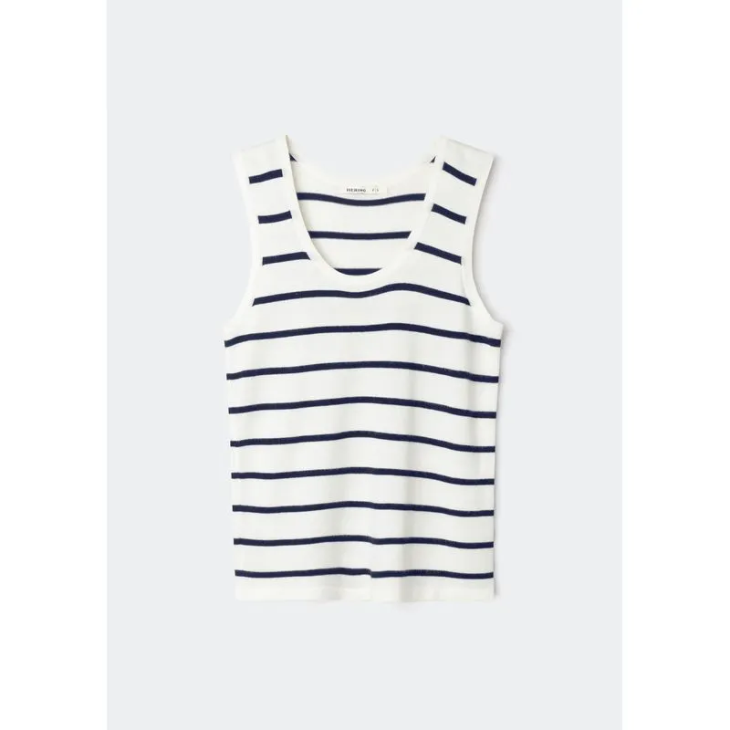 Regata Feminina Listrada Em Tricô Leve - Off white M