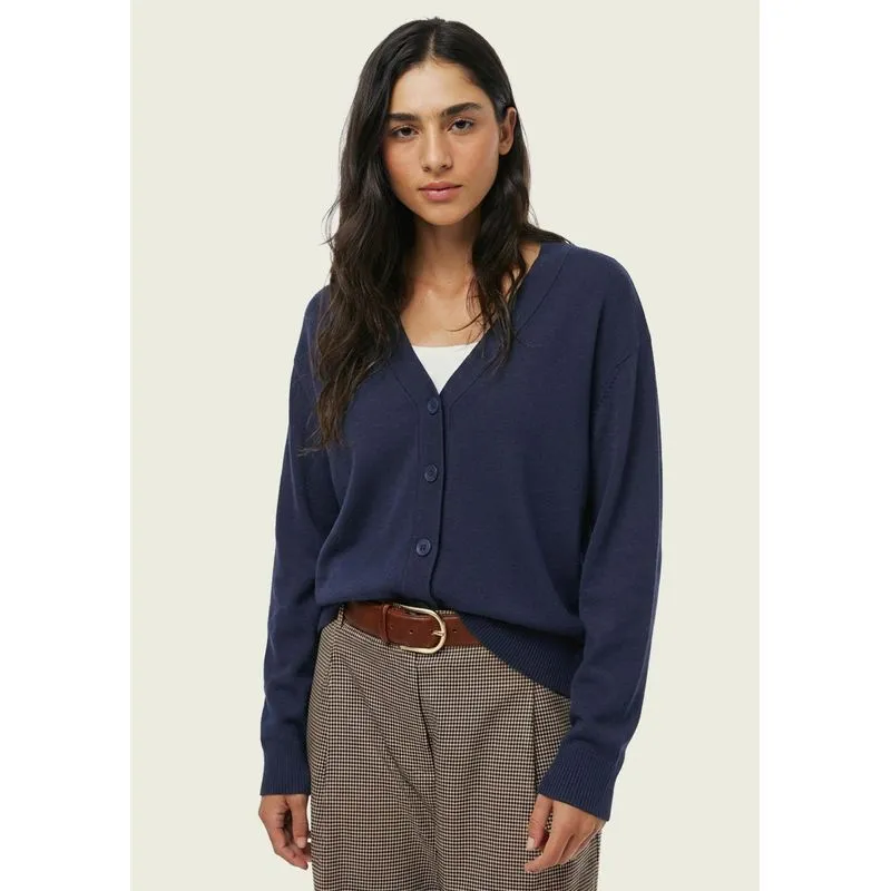 Cardigan Feminino Decote V Em Tricô - Azul M