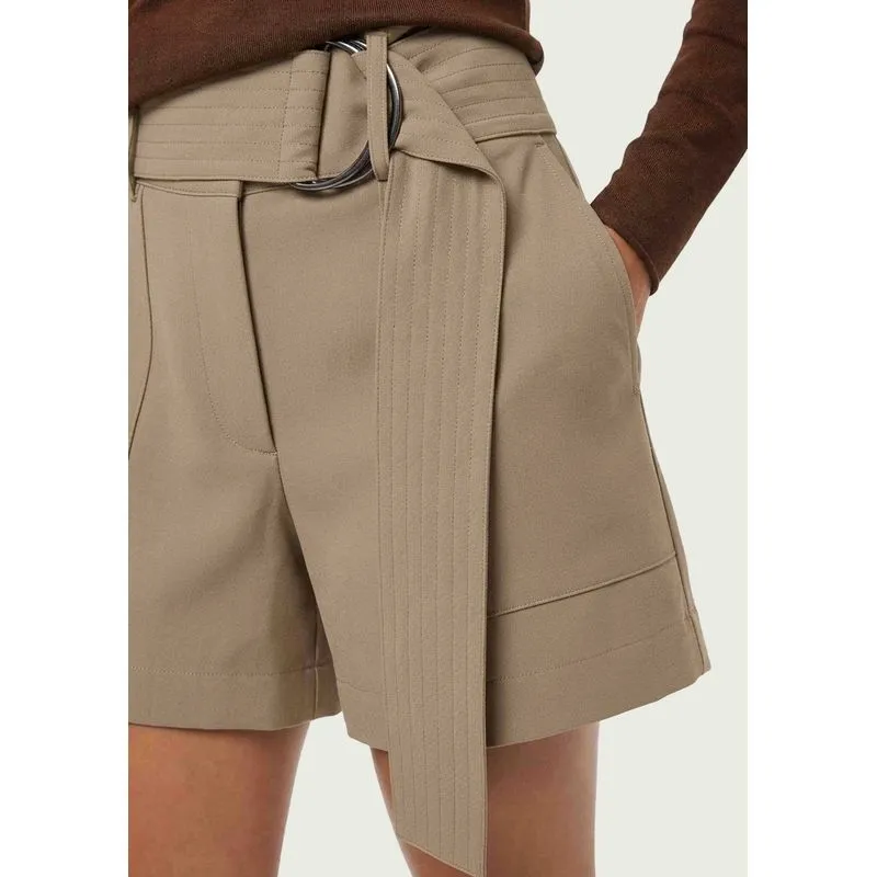 Shorts Feminino Com Cinto Peach Touch - Bege 040