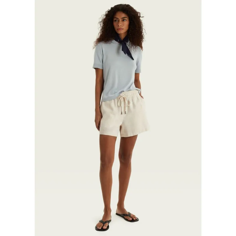 Shorts Feminino Em Linho Com Amarração - Bege 044