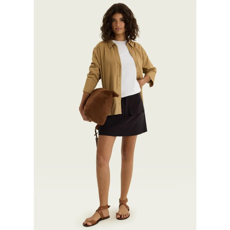 Shorts Saia Em Alfaiataria Com Lapela - Preto 040