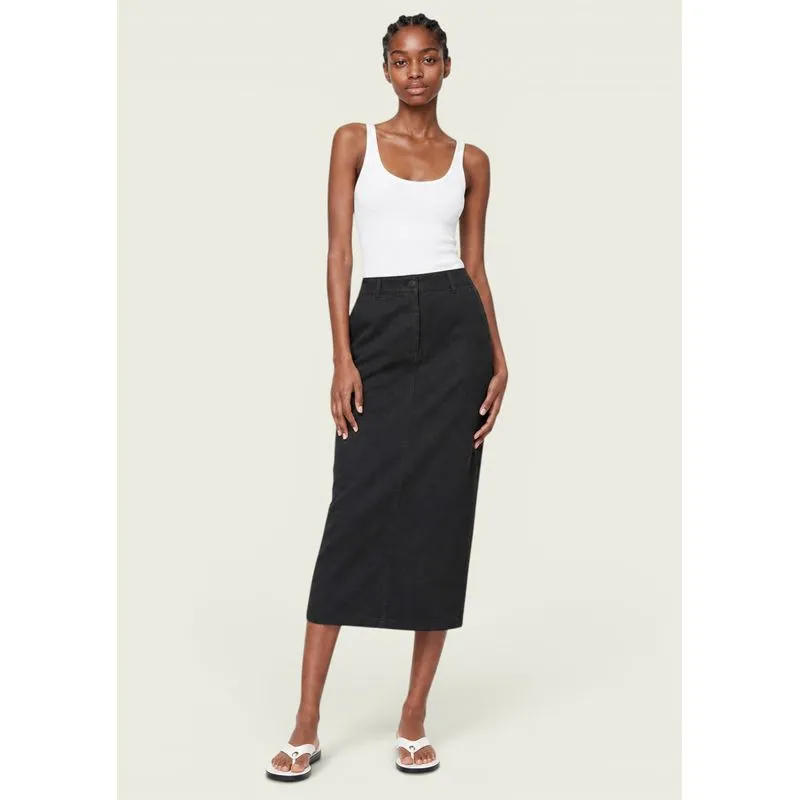 Saia Midi Reta Em Viscose - Preto G
