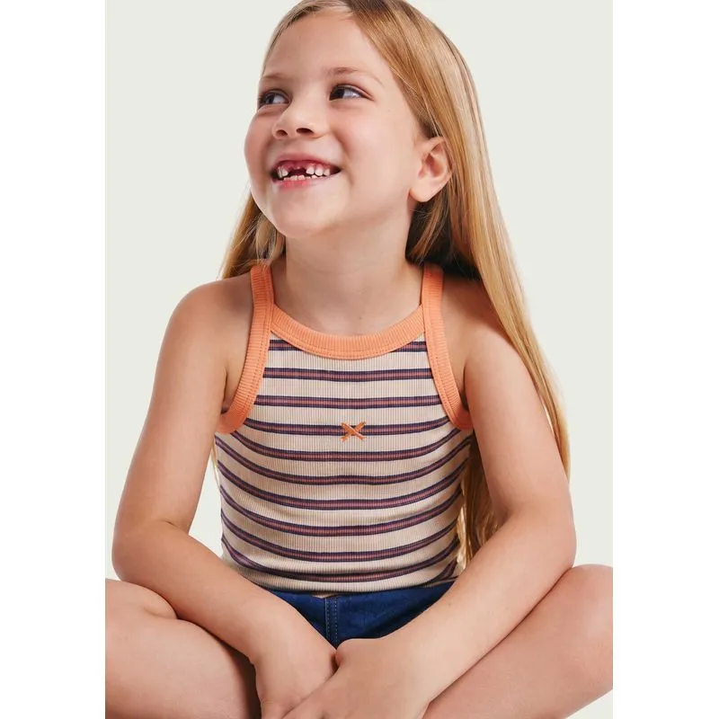 Regata Infantil Menina Halter Neck Listrada Em Ribana - Laranja 006