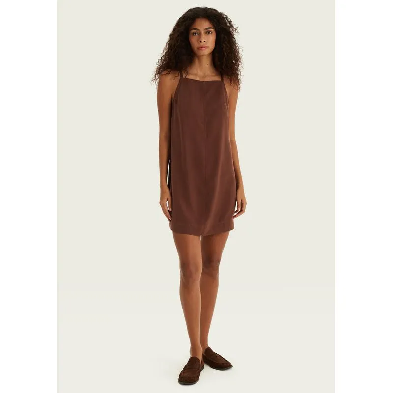 Vestido Curto Reto Em Peach Touch - Marrom XG